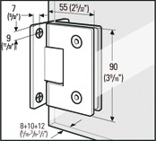 CHARNIÈRE BILBAO POUR PAROI DE DOUCHE 90° MUR / VERRE (BO5218010)