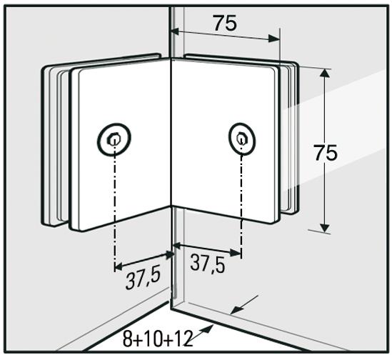 RACCORD D'ANGLE FIXE 90° VERRE VERRE (BO5213130)