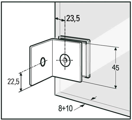 RACCORD D'ANGLE FIXE 90° MUR / VERRE (BO5213140)